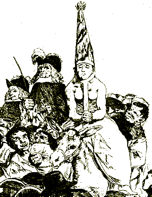 Vergenza- teda tuli paljastatud lakehaga lbi linna vedada, sellal kui heerold tema sd ja tema karistusmra kuulutas. Goya.